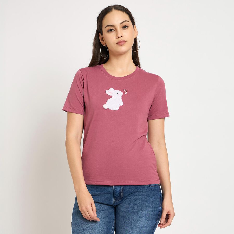 Ladies' Round Neck T-Shirt, Pink, large image number null