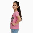 Girls Bright Pink Round Neck Casual T-Shirt, Pink, small image number null
