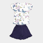 Infants Cotton Printed Shorts Set, White, small image number null