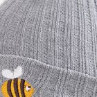 Women's Light Grey Embroidered Beanie Cap, Light Grey, small image number null