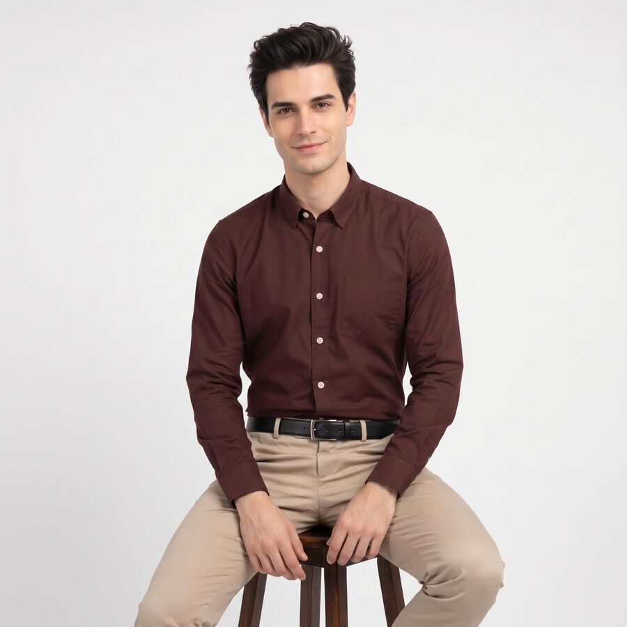 Men's Maroon Formal Shirt, मरून, large