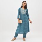 Women's Rich Teal Embroidered Ethnic Set, Teal Blue, small image number null