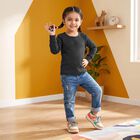 Girls' Charcoal Long Sleeve Thermal, चारकोल, small