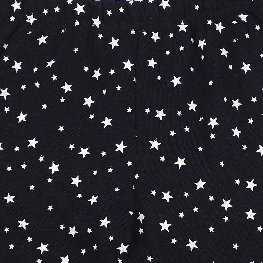 Girls' Navy Blue Straight-Fit Star Printed Cotton Blend Pyjama, नेवी ब्लू, large