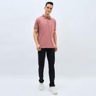Men's Muted Dusty Pink Cotton Polo Neck Classic T-Shirt, Coral, small