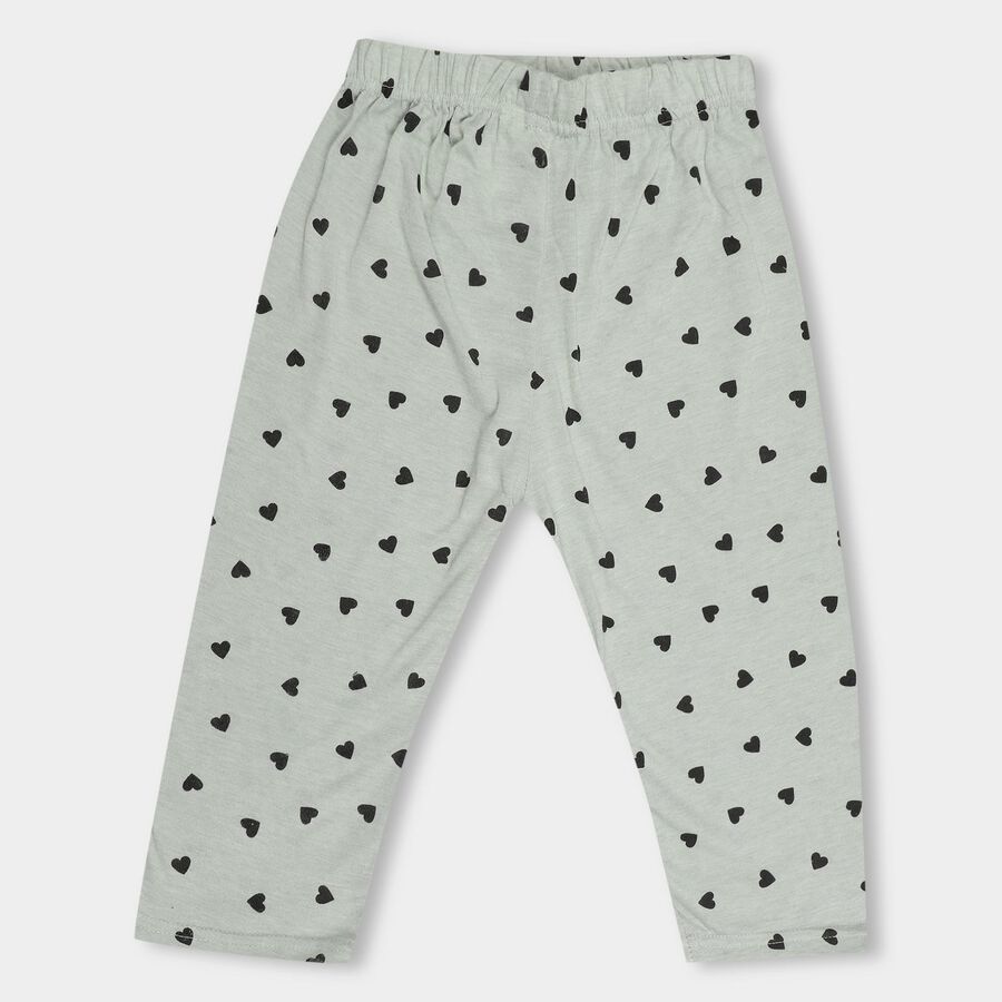 Girls' Light Mint Green Flared Printed Capri, Olive, large image number null