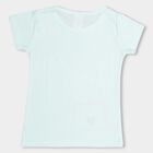 Girls' Light Mint Green Cotton Blend Round Neck Casual T-Shirt, Light Green, small image number null