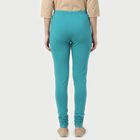 Women's Mid Blue Cotton Blend Stretch Fit Solid Churidar, मध्यम नीला, small