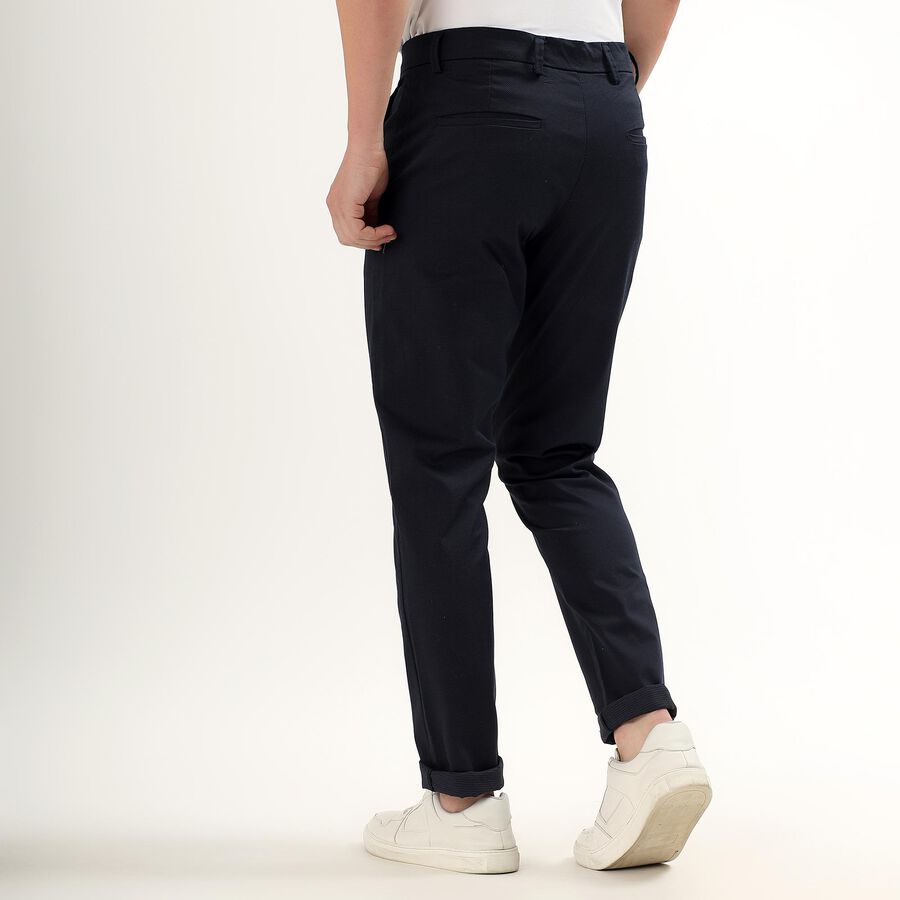 Men's Cross Pocket Slim Fit Casual Trousers, नेवी ब्लू, large image number null