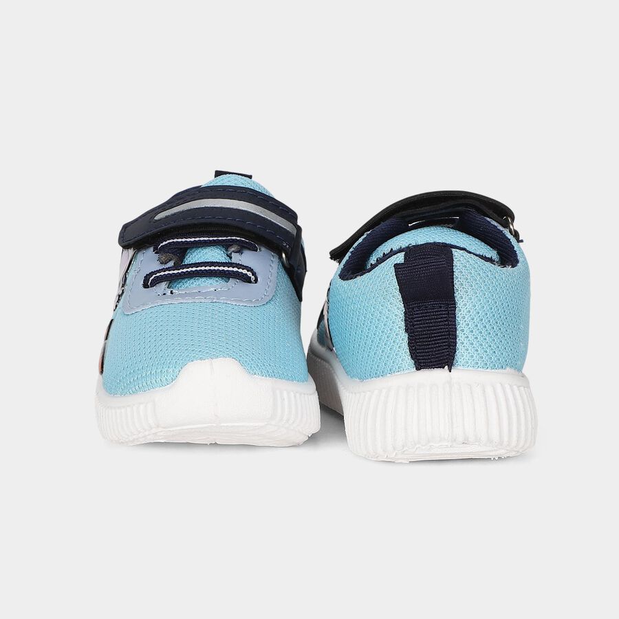 Boys' Light Blue Velcro Strap Sneakers, नीला, large