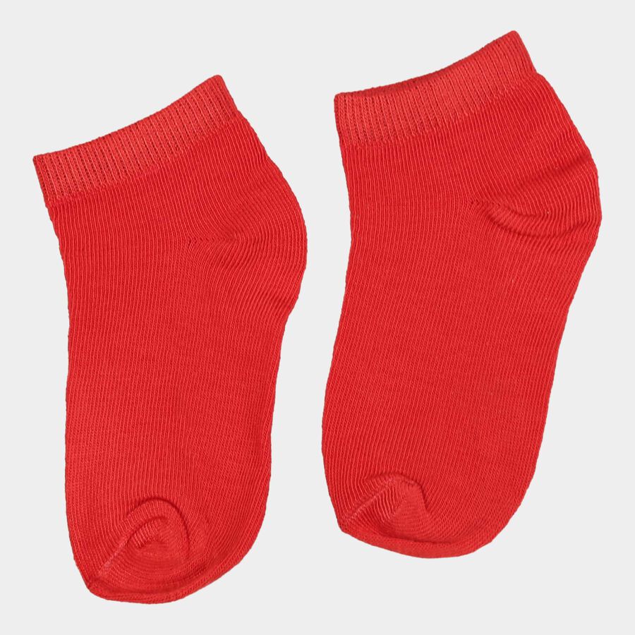 Girls Solid Ankle Length Socks, Red, large image number null