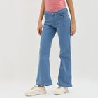 Women's Light Blue Flared Fit High-Rise Jeans, मध्यम नीला, small image number null