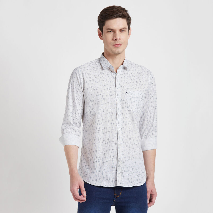 Printed Casual Shirt, White, large image number null
