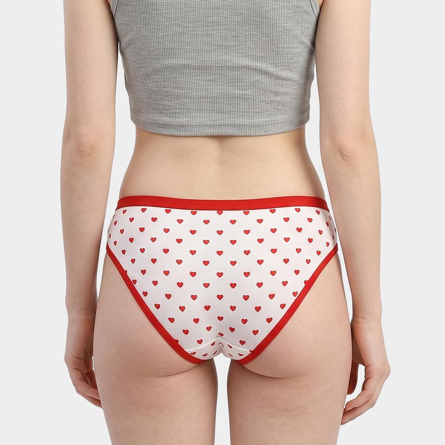 Women's White Regular Fit Printed Panty, White, large