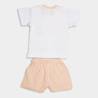 Infants Cotton Boat Neck Baba Suit, Peach, small image number null