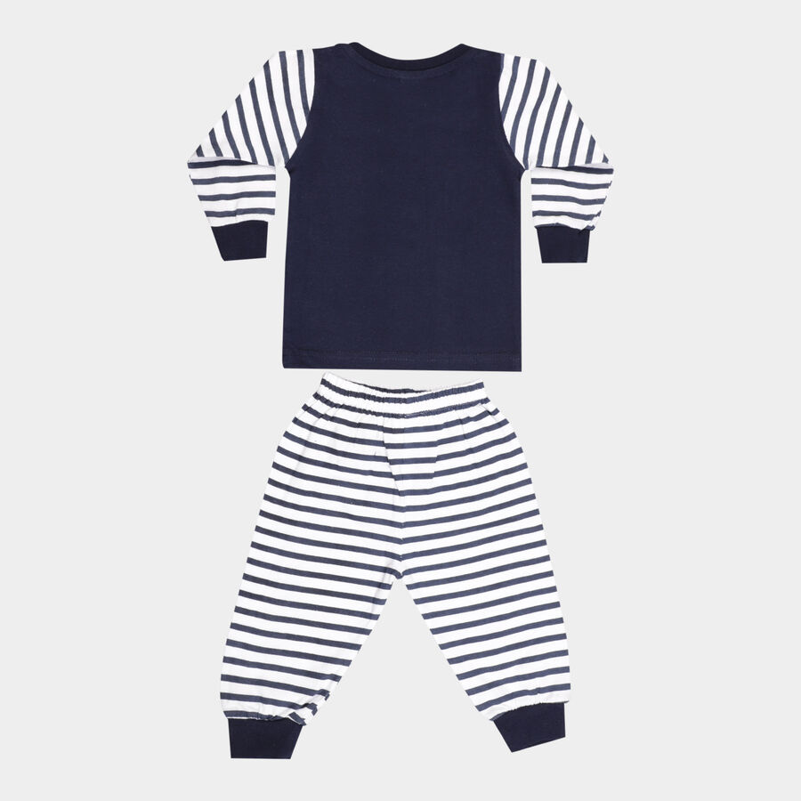 Infants Cotton Round Neck Baba Suit, Navy Blue, large image number null