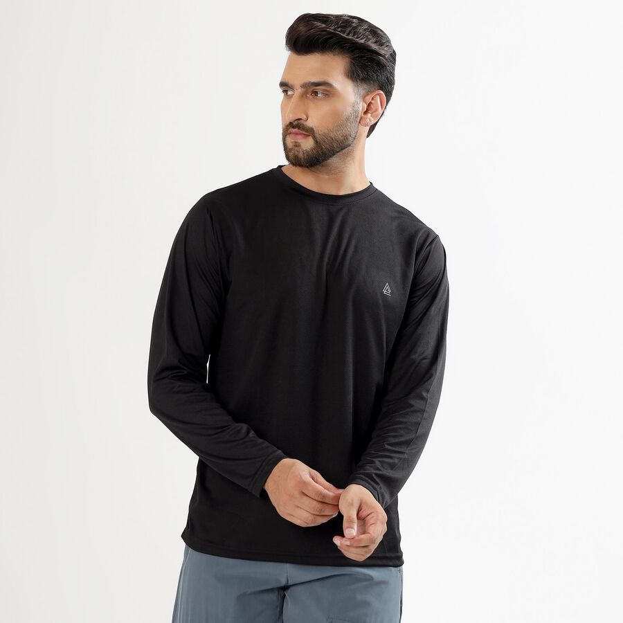 Men's Jet Black Crew Neck Casual T-Shirt, Black, large image number null