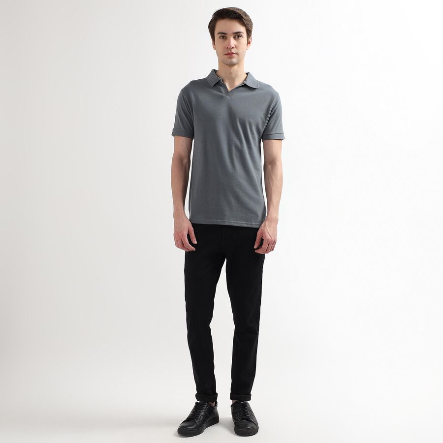 Men's Polo Collared Half Sleeves T-Shirt, गहरा ग्रे, large image number null