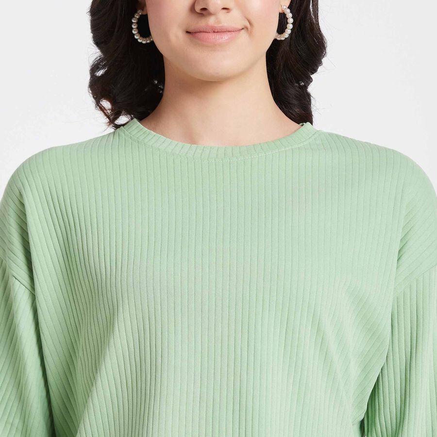 Solid Round Neck T-Shirt, Light Green, large image number null