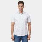 Men's White Cotton Button Down Casual Shirt, ऑफ व्हाइट, small