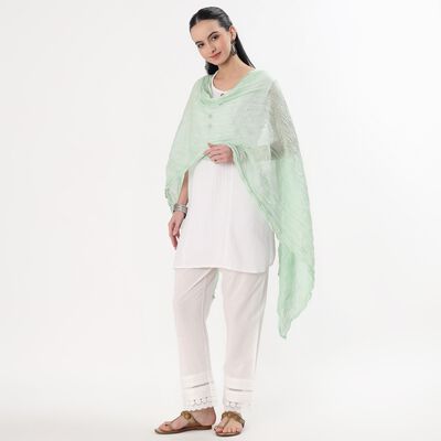Women's Pastel Green Cotton Crinkled Dupatta