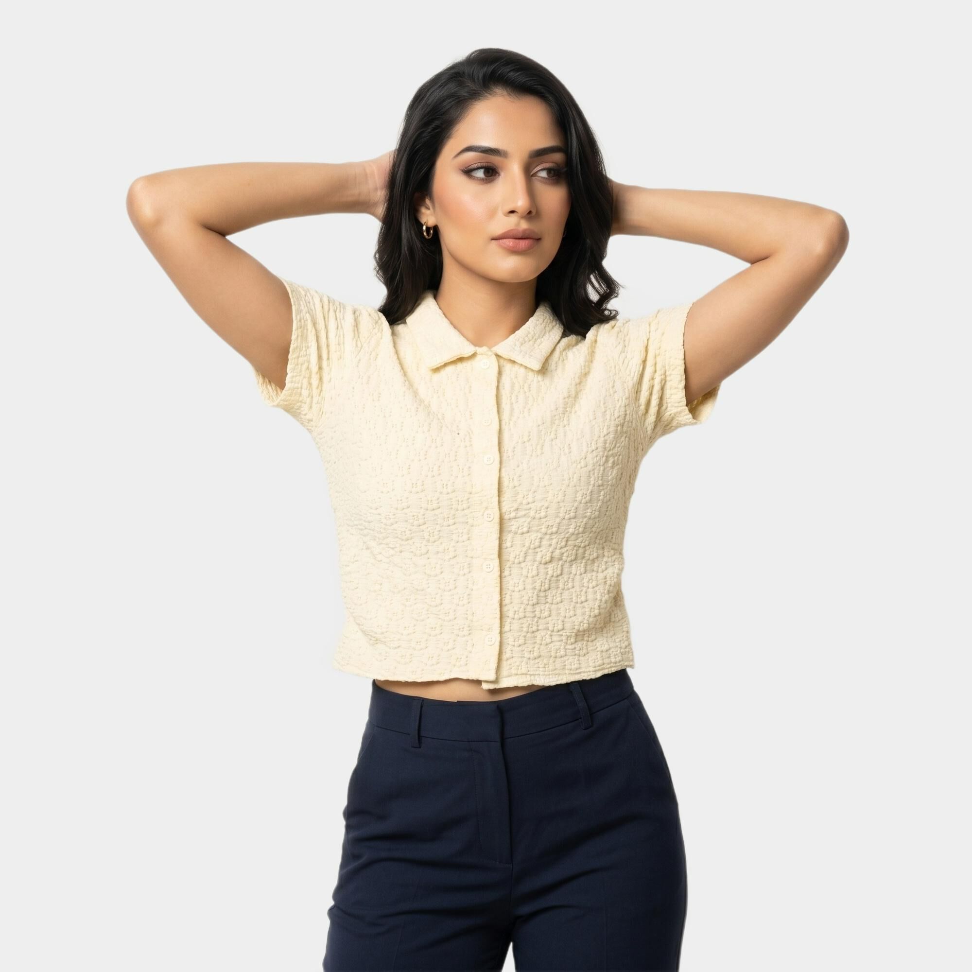 Viveza Women's Off White Spread Collar Regular Fit Shirt | Vishal