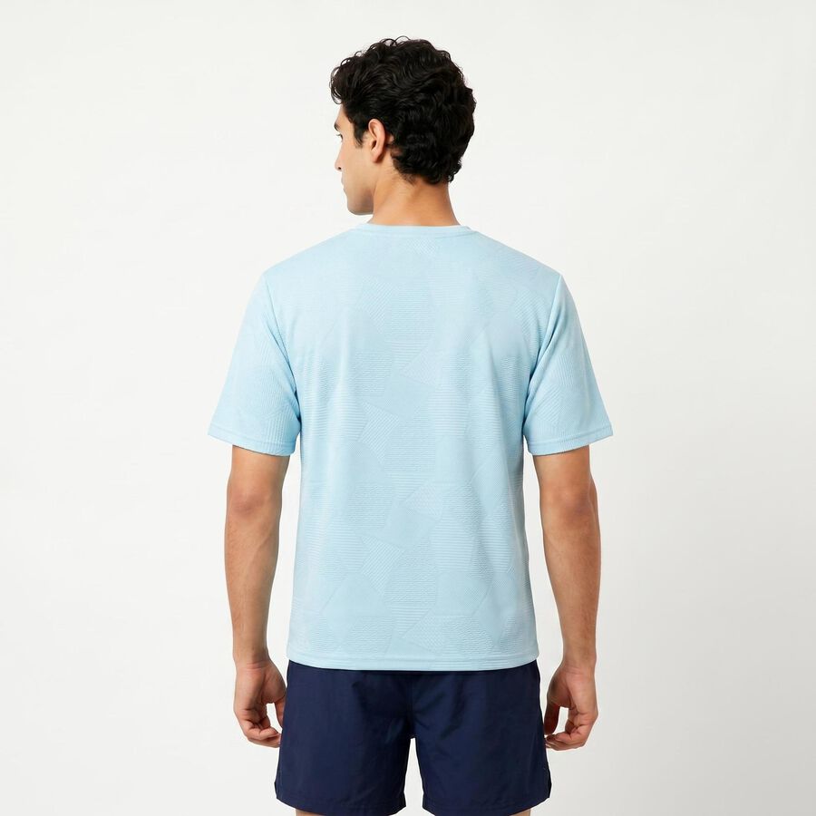 Men's Aqua Round Neck Regular Drifit T-Shirt, एक्वा, large