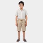 Boys Beige Regular Fit Cargo Bermuda Shorts, Beige, small