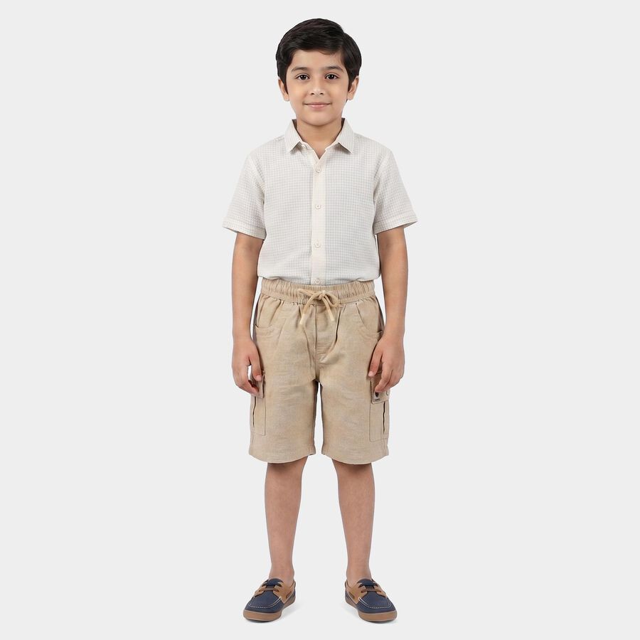 Boys Beige Regular Fit Cargo Bermuda Shorts, Beige, large