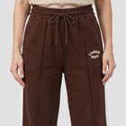 Women's Brown Straight Fit Side Panel Track Pants, भूरा, small