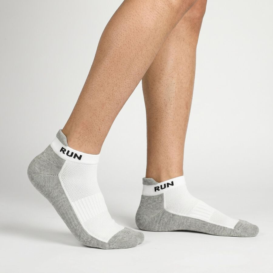 Men's White Regular Fit Text Print Pack of 1 Socks, सफ़ेद, large