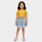 Girls' Light Blue Regular Fit Frayed Hem Denim Shorts, Light Blue, small