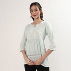 Women's Green Notch Neck Floral Printed Kurti, Light Green, small