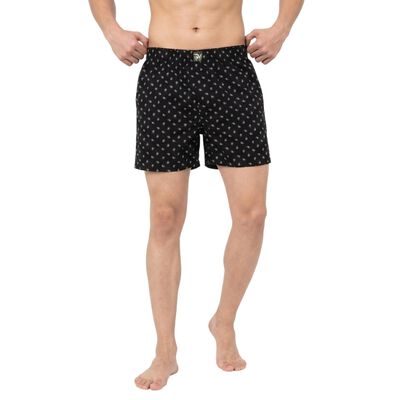 Men's Black Classic Fit Printed Boxers