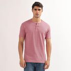 Men's Light Pink Henley Neck Casual T-Shirt, Light Pink, small image number null