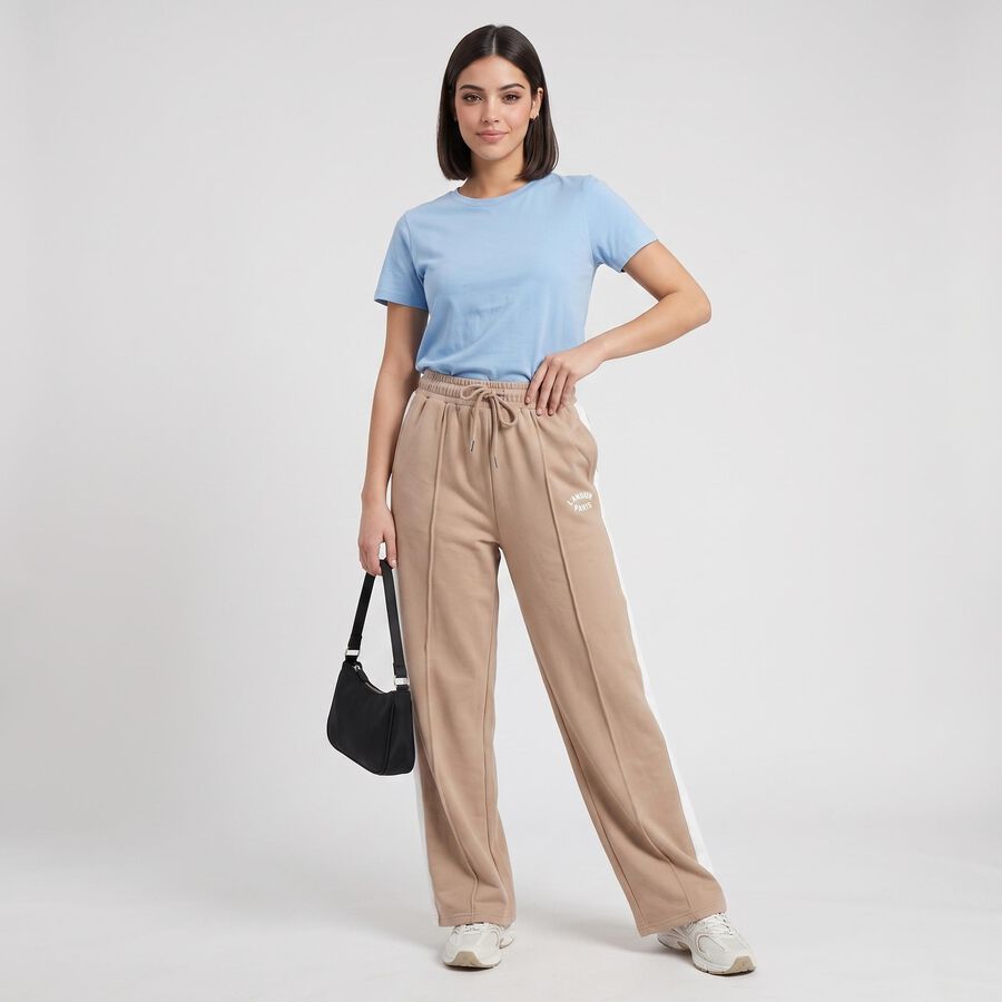 Women's Beige Straight Fit Track Pants, Beige, large