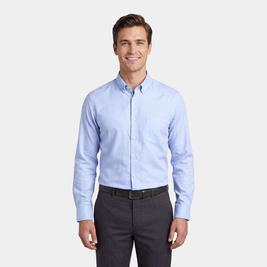 Men's Light Blue Spread Collar Classic Formal Shirt, हल्का नीला, large