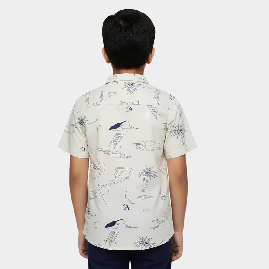Boys Off-White Cotton Classic Casual Shirt, Off White, large