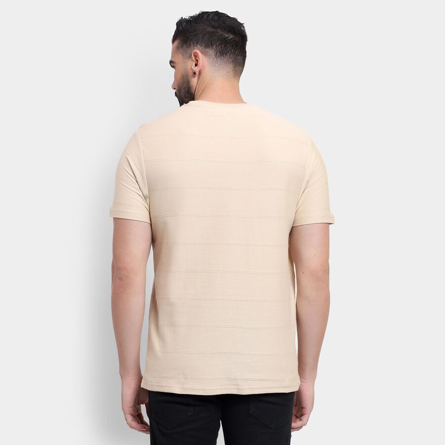 Men's 100% Cotton Round Neck Half Sleeves T-Shirt , Beige, large image number null