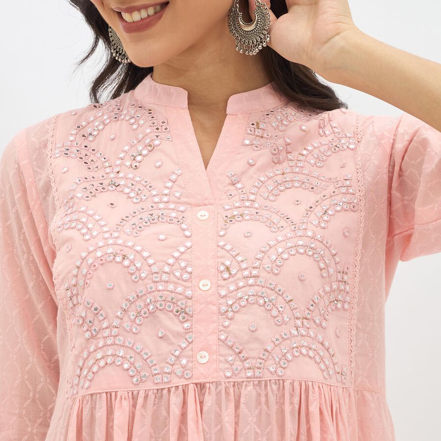 Women's Soft Dusty Pink Cotton Embroidered Ethnic Set, Pink, large image number null