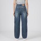 Women's Blue Cargo Fit Utility Jeans, मध्यम नीला, small