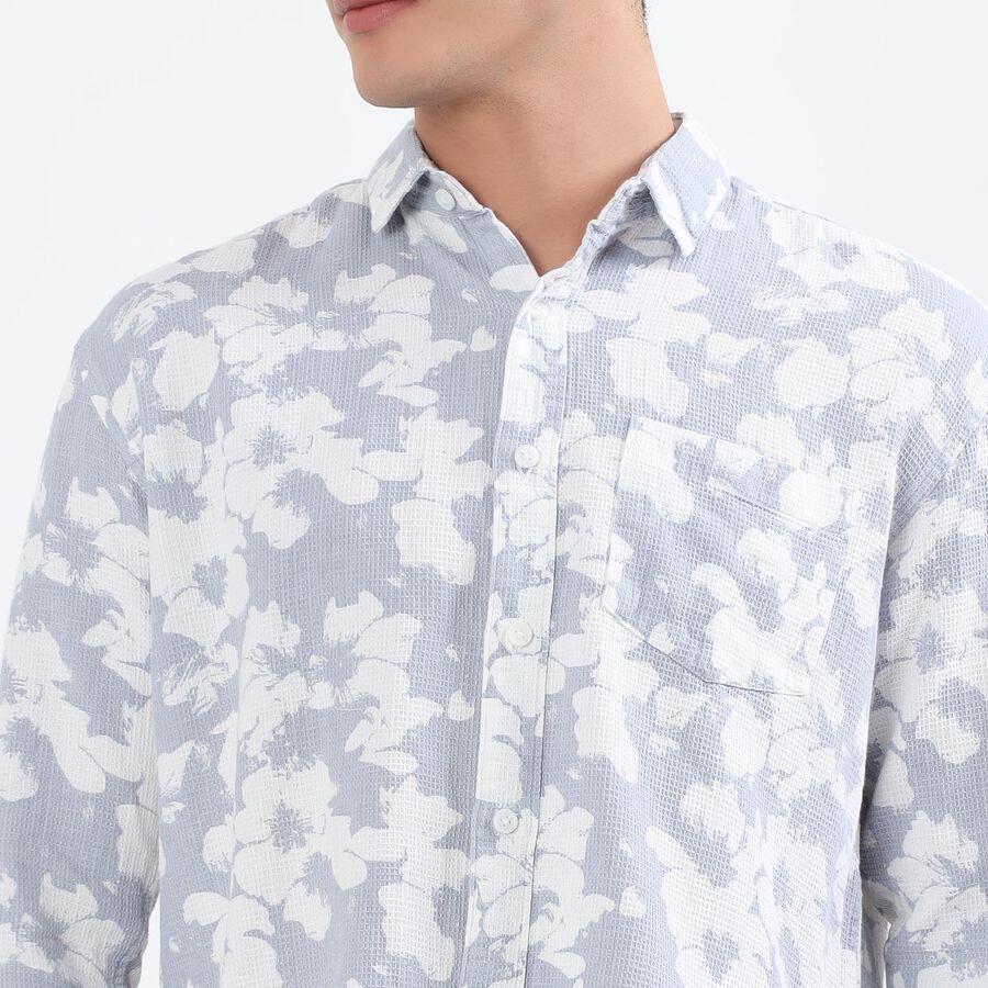 Men's Light Blue Cotton Classic Collar Casual Shirt, Light Blue, large image number null