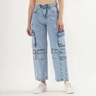 Ladies' 100% Cotton High Rise Jeans, Light Blue, small image number null