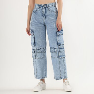 Ladies' 100% Cotton High Rise Jeans
