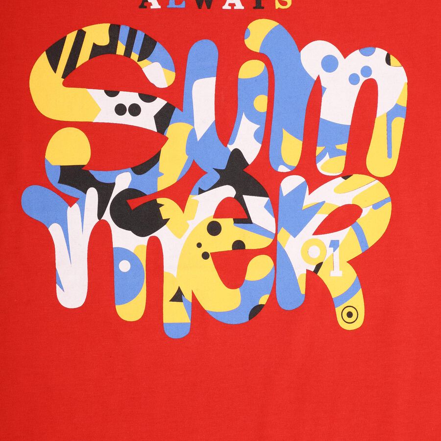 Boys' Half Sleeves T-Shirt , लाल, large image number null