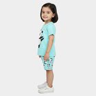 Girls Aqua Crew Neck Short Set Upper and Bottom Set, एक्वा, small
