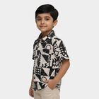 Boys' White Cotton Half Sleeve Classic Collar Casual Shirt, Charcoal, small
