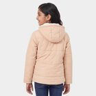 Girls' Pink Hooded Puffer Jacket, गुलाबी, small