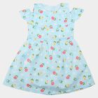 Girls' Light Blue Floral Printed Fit and Flare Frock, Light Blue, small