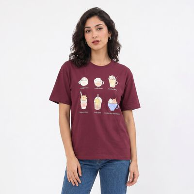 Women's Pink Cotton Round Neck Regular T-Shirt